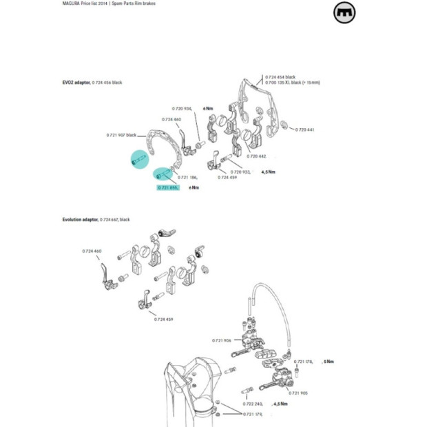 Magura upper screw for adapter Evo2 & Evolution-Adapter [x 2] - 0721855