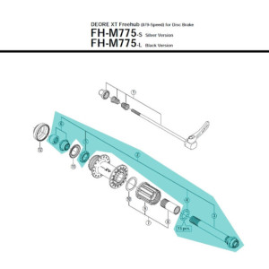 Shimano Deore XT M775 Rear axle - Y3D098050