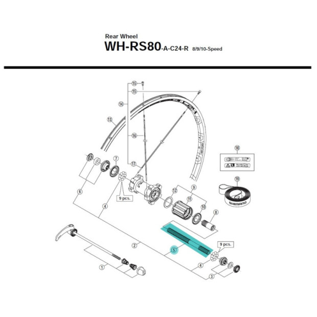 Shimano Y30K01100 Hub Axle - [x1]