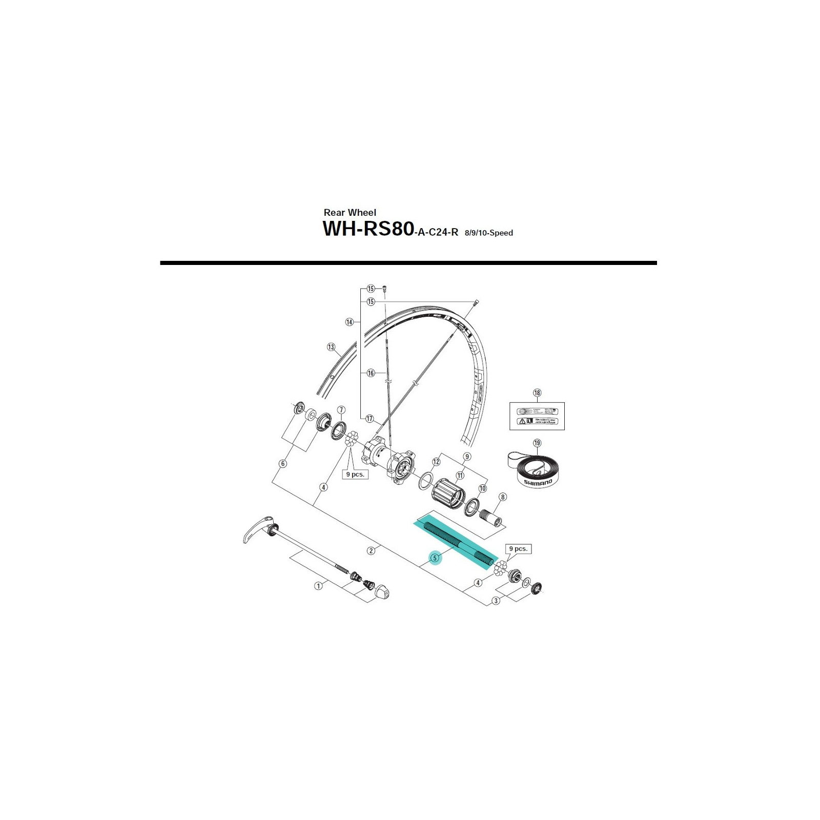 Shimano Y30K01100 Hub Axle - [x1]