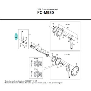 Shimano Hollowtech 2 XTR M980 Crankset Bolt - Y1LR13000