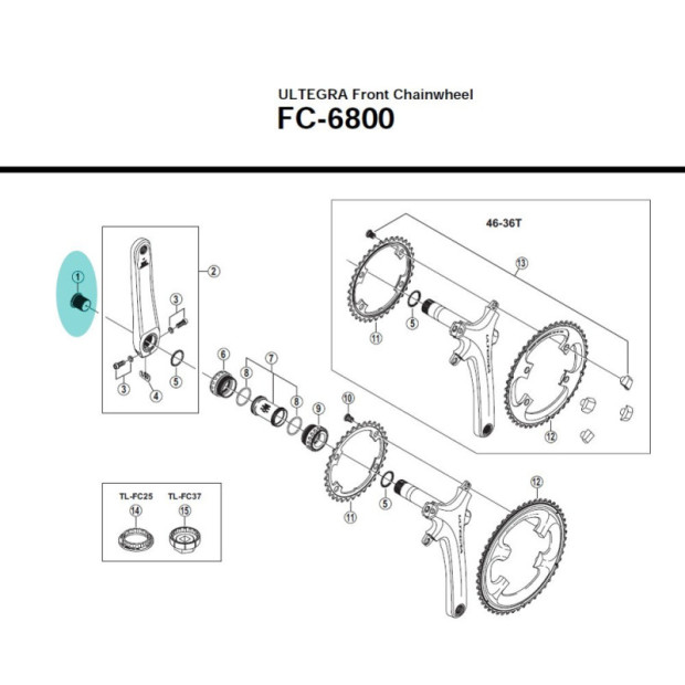 Shimano FC-6800 Hollowtech 2 Crankset Bolt - Y1P417000