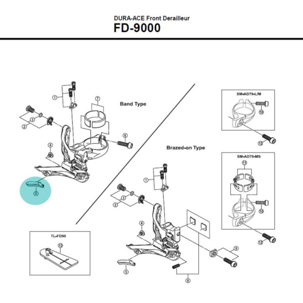 Shimano Dura Ace FD-9000 Front Innerplate Derailleur - Y5NF19000