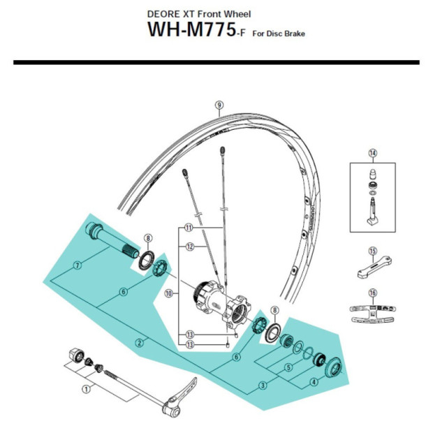 Shimano Deore XT M775 Front Axle - Y26K98030