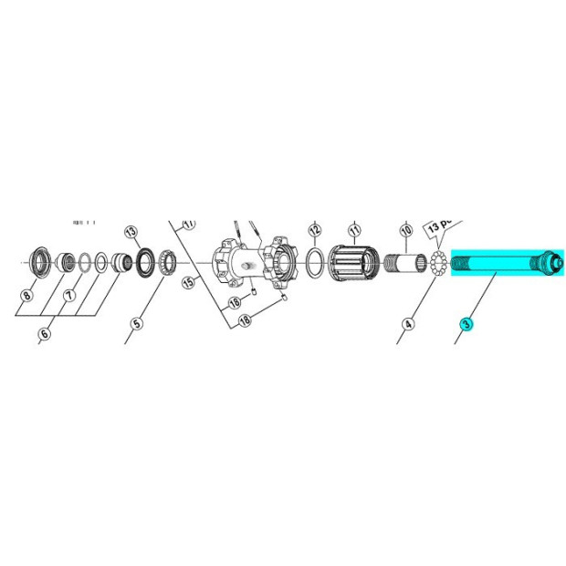 Shimano Deore XT M770 Rear axle - Y3CZ98020