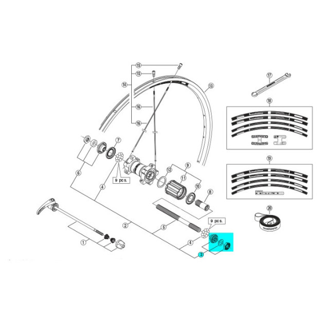 Shimano WH-RS11/RS20-A/RS30/RS80 Right Hand Lock Nut Unit - Y4EW98080