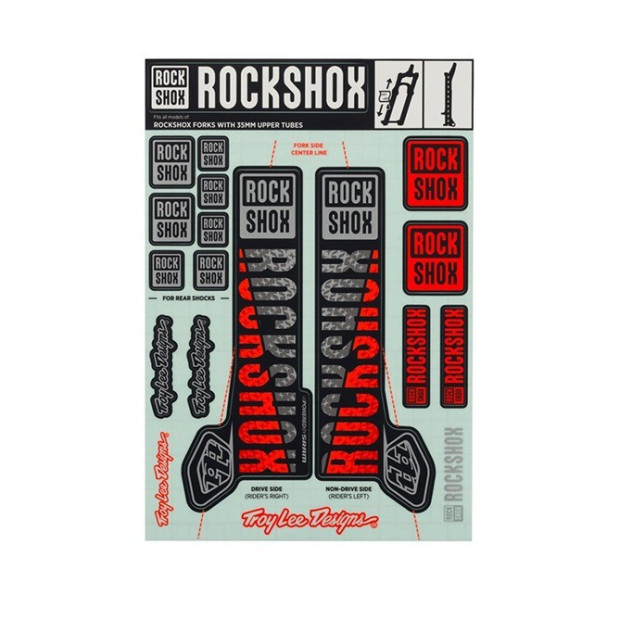 Troy Lee Design Rockshox Sticker Set 35 mm Silver/Orange