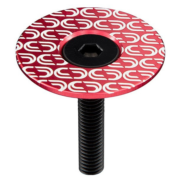 Anodized Cover + Alu Screws Monza TopCap Deda Elementi 1"1/8 Red