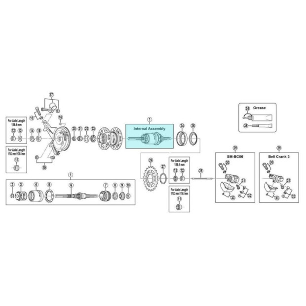 Shimano Nexus 3 SG-3R40 Internal Assembly 170.3mm