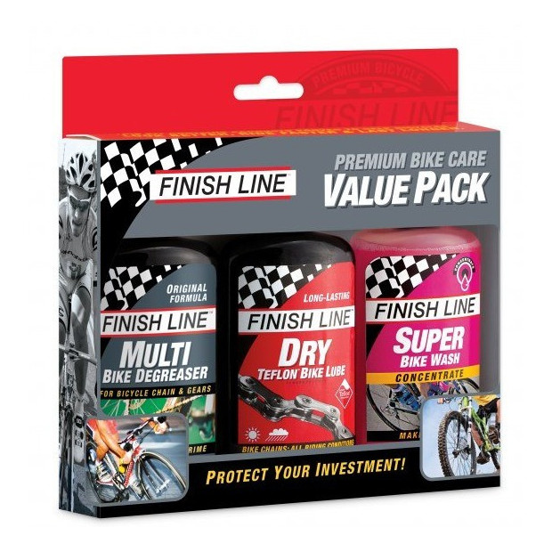 Finish Line Premium Bike Care Value Pack - Multi/Dry/Super Wash - 3x120 ml