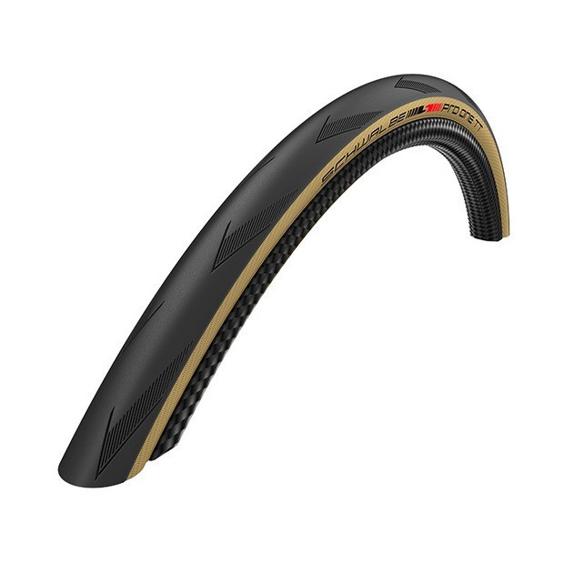 Schwalbe Pro One TT HS493 Road Tyre 700x25c Tubeless Easy Black/Beige