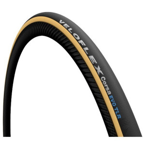 Veloflex Corsa Evo TLR Road Tyre Foldable 700x25C Black/Beige