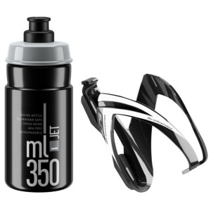 Elite CEO Bottle + Bottle Cage Kit 350ml Black