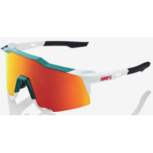 100% Speedcraft Glasses Gloss Metallic Bora/Matte White / HiPER Red Multilayer Mirror Lens