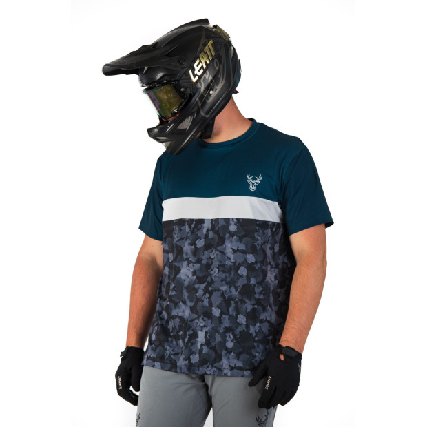 Animoz Wild Sleeves Enduro/DH Short Jersey - Camo Blue