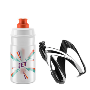 Elite CEO Bottle + Bottle Cage Kit 350ml Black/Clear-Orange