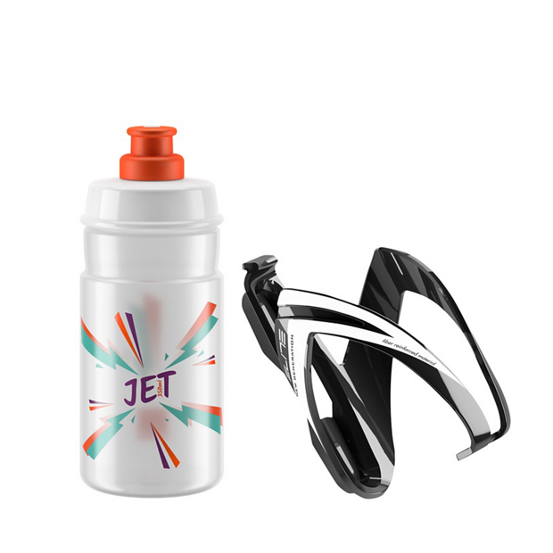 Elite CEO Bottle + Bottle Cage Kit 350ml Black/Clear-Orange