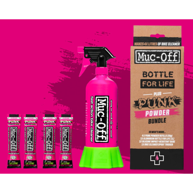 Muc-Off Punk Powder Bike Cleaner 4x30g + Aluminium Bottle and Sprayer