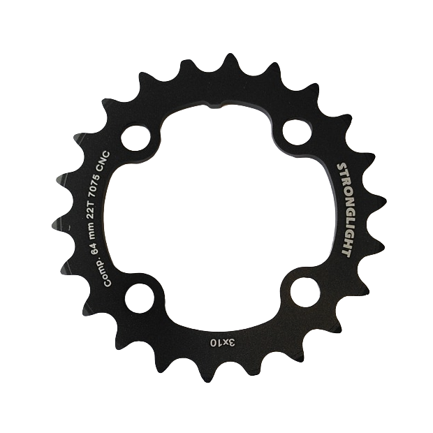 Stronglight MTB Type 7075-T6 64 mm 10 s Inside Triple Chainring 22 Teeth - Black