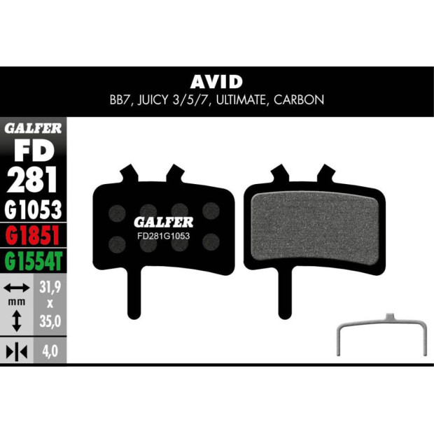 Galfer FD281 Disc Brake Pads Standard G1053 Avid BB7 /Juicy 3-5-7 / Promax DSK-950