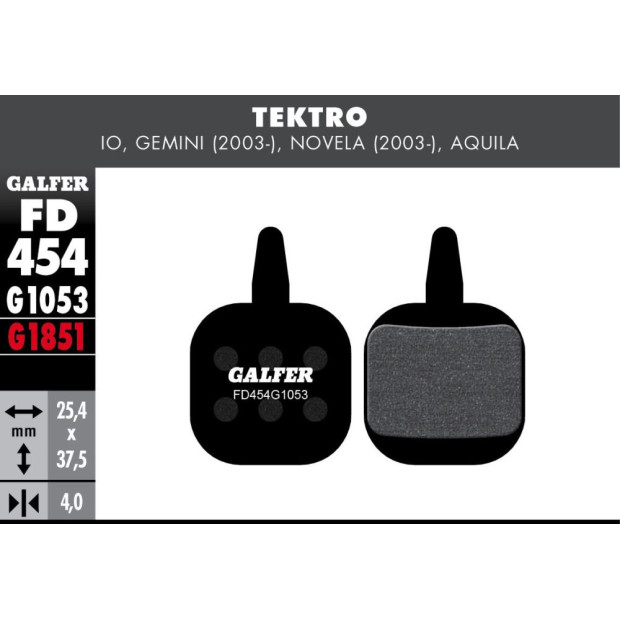 Galfer FD454 Disc Brake Pads Standard Tektro Io/Gemini/Novela/Aquila