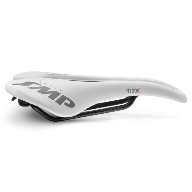 SMP VT20C Road/MTB/Gravel Saddle 144x255mm Stainless Steel Rails - White