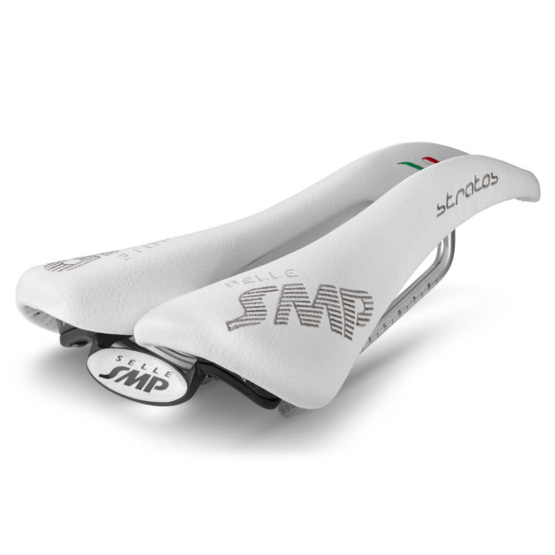 SMP Stratos Saddle 131x266mm Stainless Steel Rails - White