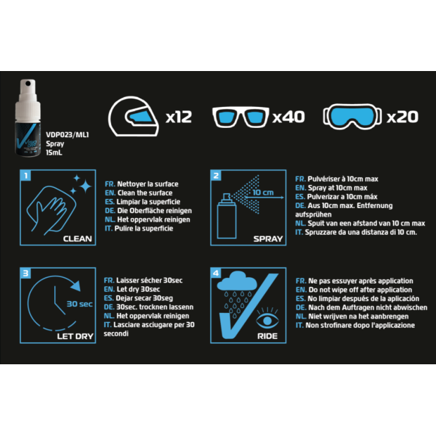 Visiodry Anti-Rain Spray for Glasses and Goggles 15 ml