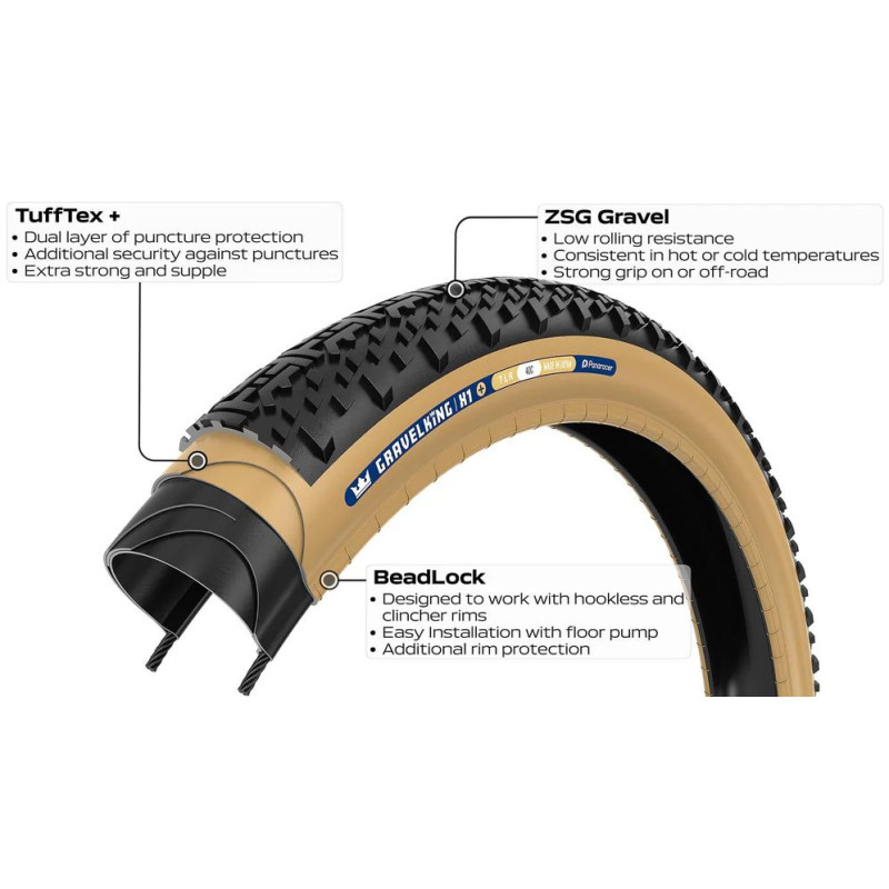 Panaracer GravelKing X1+ TLR Gravel Tire 700x35C Panaracer GravelKing X1+ TLR Gravel Tire 700x35C