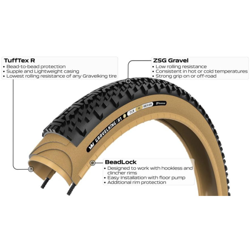 パーツ Panaracer GRAVELKING R 700x40C TLR Panaracer GravelKing R Tire - 700 x 40, Tubeless, Folding