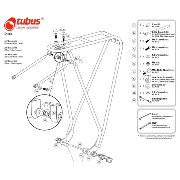 Tubus Disco Rear Rack 28" Black