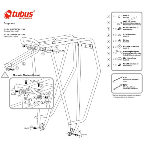 Tubus Rear Carrier Cargo Evo 26' Black - 12100