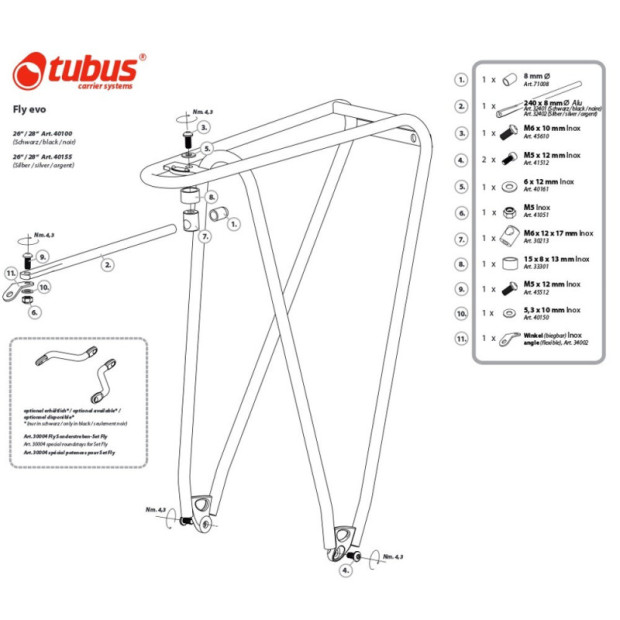 Tubus Fly Evo Rack Black - 40100