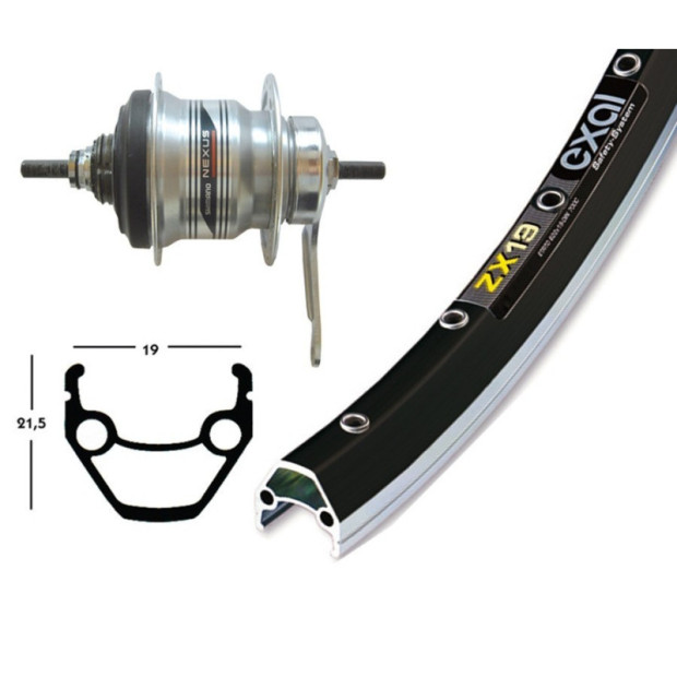 Rear Wheel Gear Hub Exal/Shimano Nexus 7s  28'