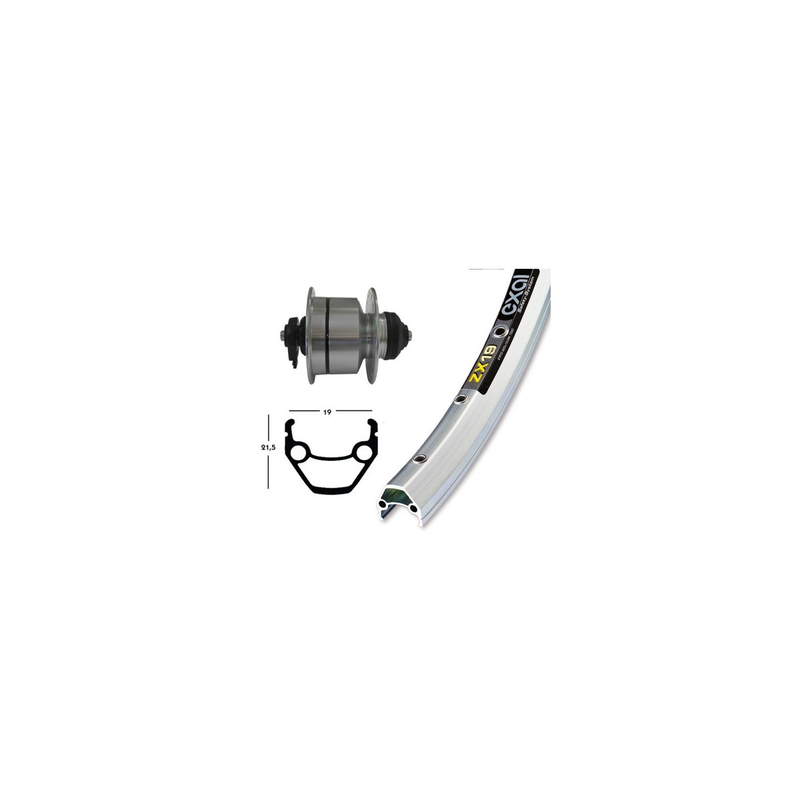 Wheel Hub Dynamo 28' Shimano DH3D72 CL Exal ZX 19 (62219)