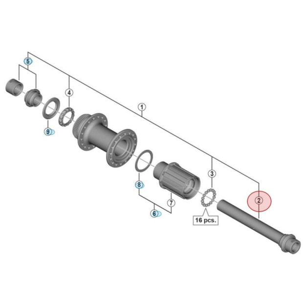 Shimano 105 FH-R7070 Rear Hub Axle - 135x12 mm