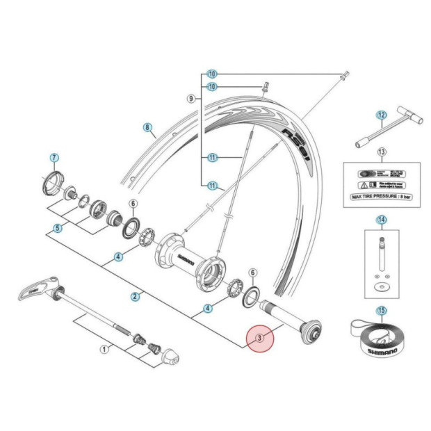 Shimano Ultegra WH-6800-F Front Wheel Axle