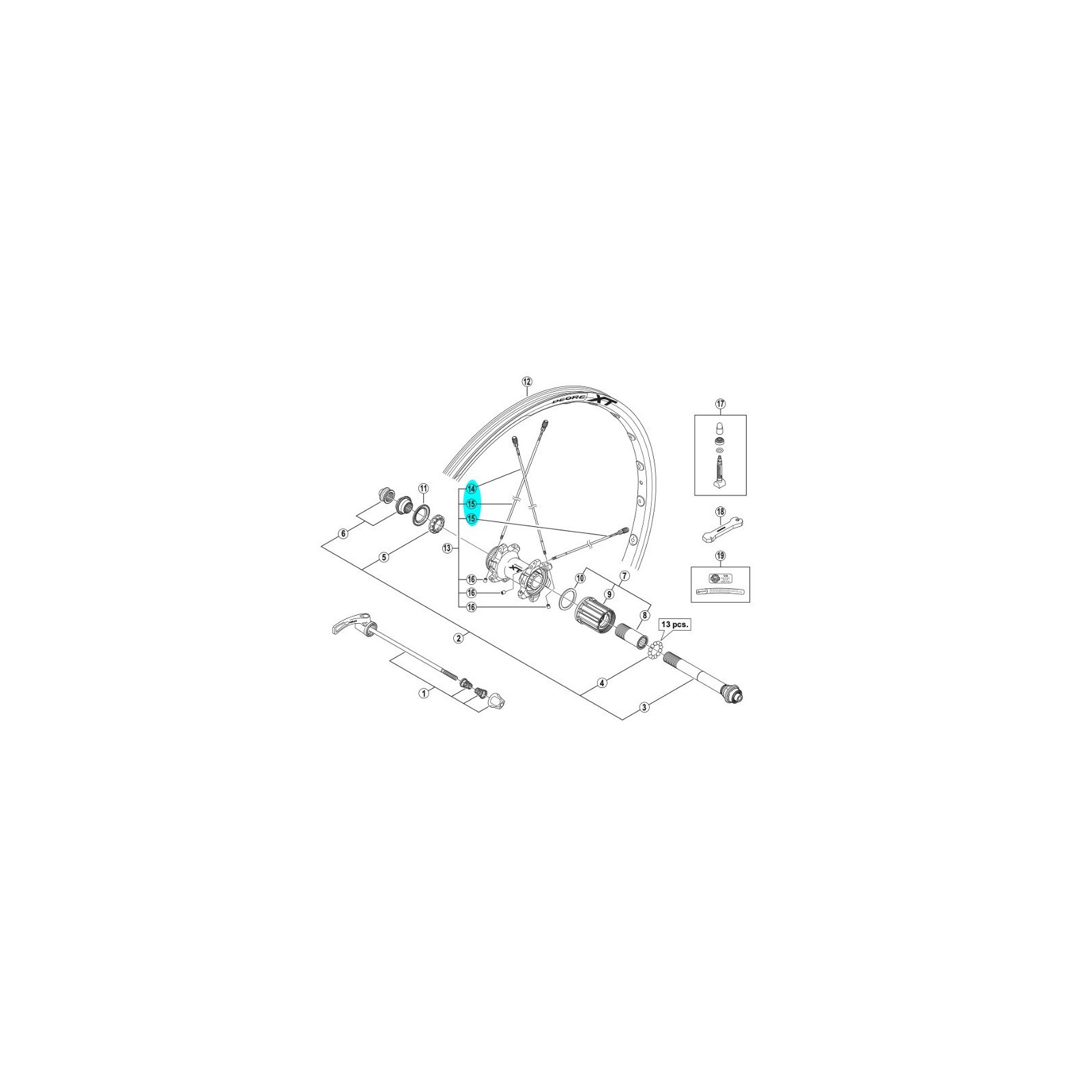Shimano Spoke WH-M785 Wheelset - Rear (x1)
