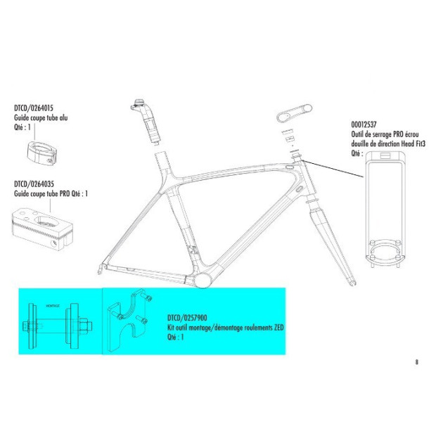 Tool for mounting and dismounting Look ZED 1 & ZED 2 crankset bearings 