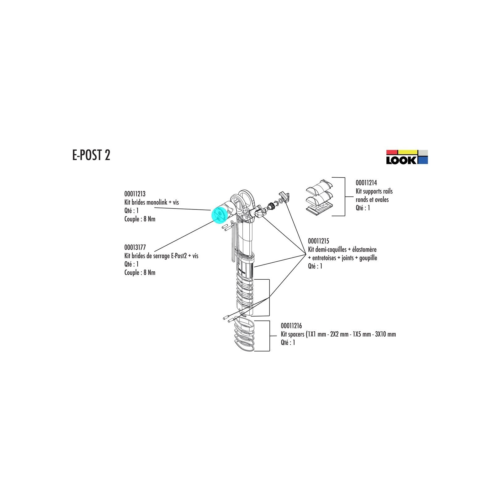 Look Seatpost E-Post 2 Clamps Kit - 00013177