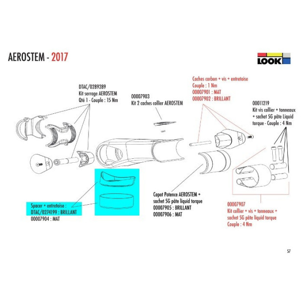 Kit Joint and Spacer for Look Aerostem - Brilliant