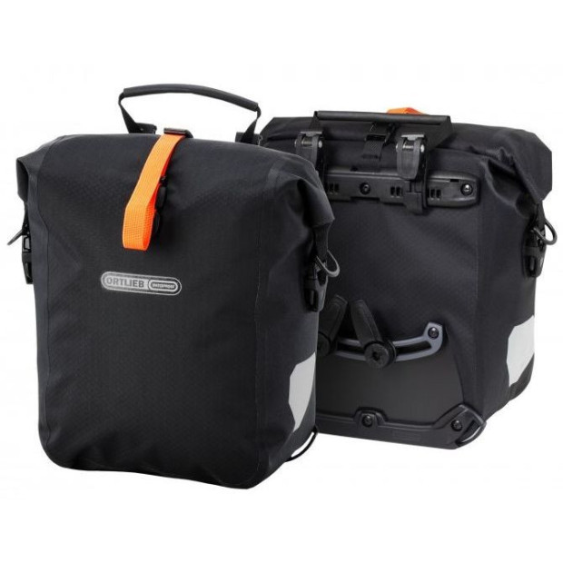 Pair of Ortlieb Gravel-Pack Panniers Black/Orange